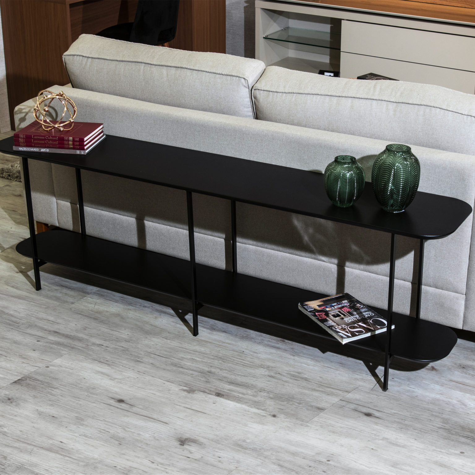 Sofá Table Iron 180 cm Preto Fosco Aprimore Móveis e Decoração
