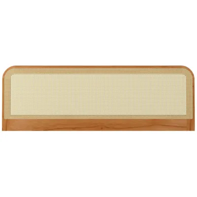 Cabeceira Sevilha Curvada c/ Palha Indiana - 195 x 65cm - Castanho