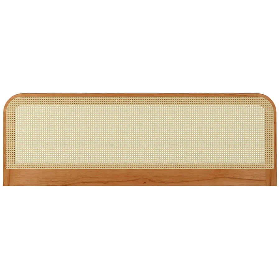 Cabeceira Sevilha Curvada c/ Palha Indiana - 195 x 65cm - Castanho