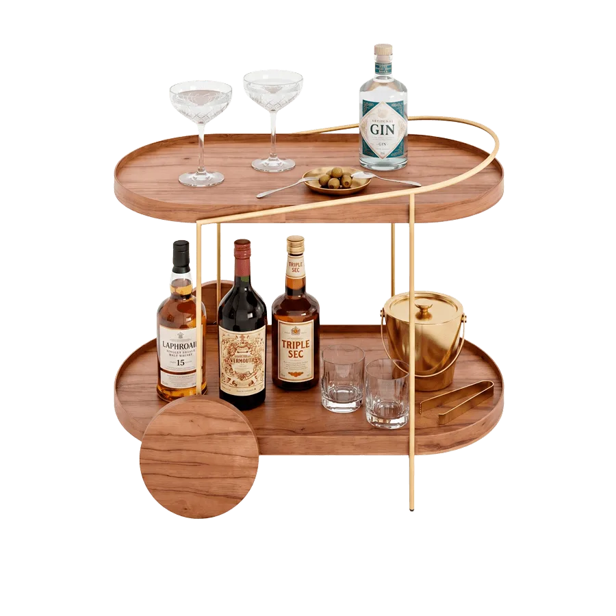 Carrinho Bar Flow – Lâmina de Madeira