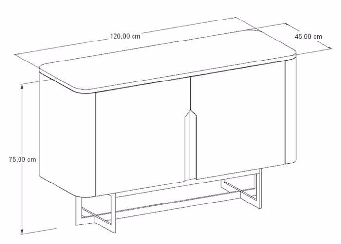Buffet Flow 120 x 45 x 75cm – Lâmina de Madeira Carvalho Natural