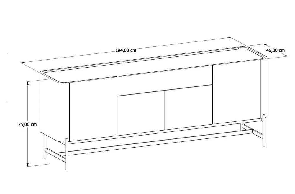 Buffet Bold 136 x 45 x 75cm – Lâmina de Madeira Carvalho Natural