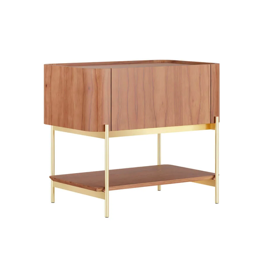 Mesa de Cabeceira Bold 1 gaveta - Lâmina de Madeira Carvalho - Imagem 2