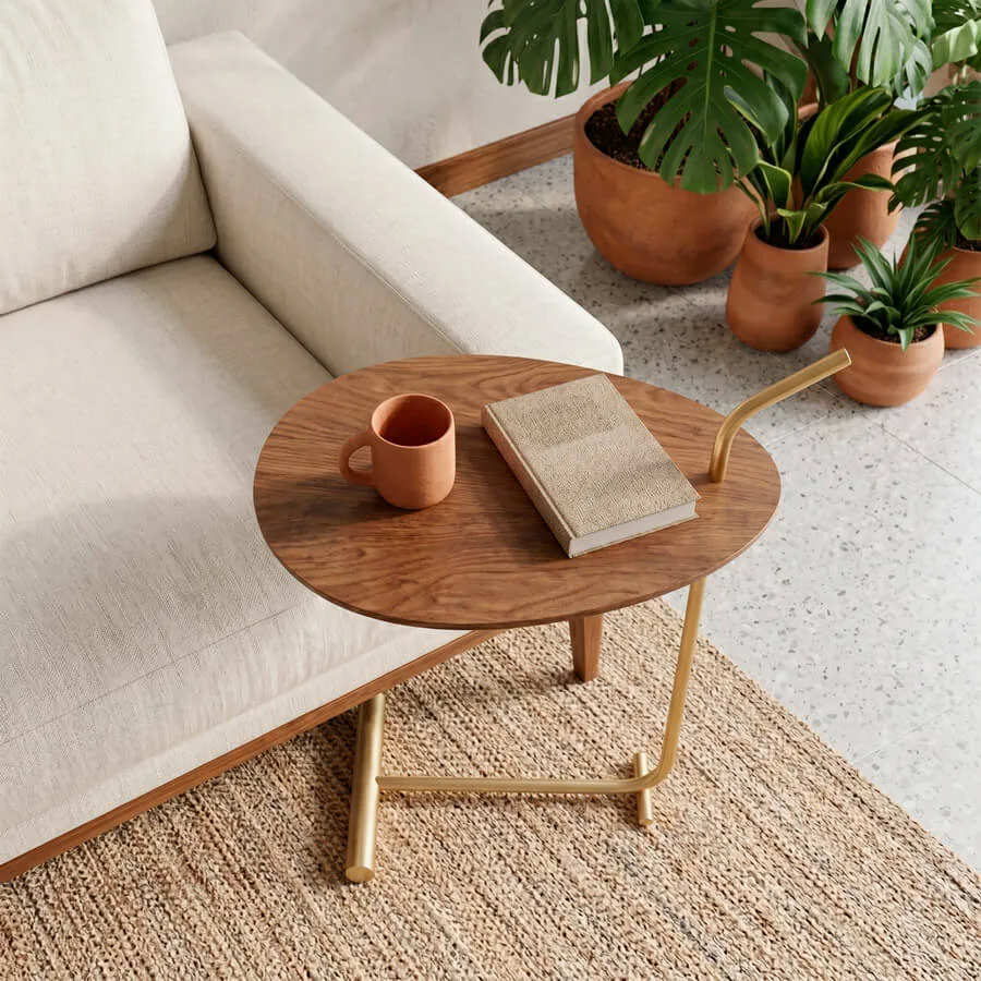Mesa Lateral Orgânica Elipse - Lâmina de Carvalho Natural - Imagem 2