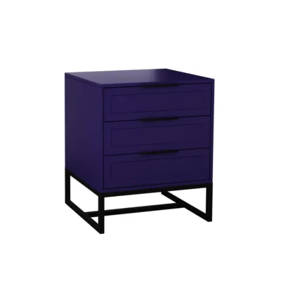 Mesa de Cabeceira Classic 3 Gavetas 50cm - Azul e Preto