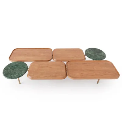 Mesa de Centro Maranhão - Lâmina de Carvalho e Pedra Natural