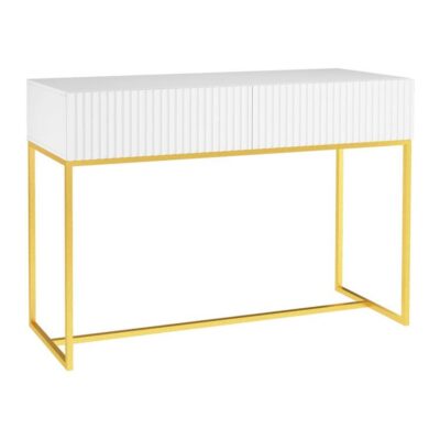 Aparador Friso 2 gavetas 110cm - Branco - Dourado