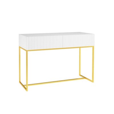 Aparador Friso 2 gavetas 110cm - Branco - Dourado