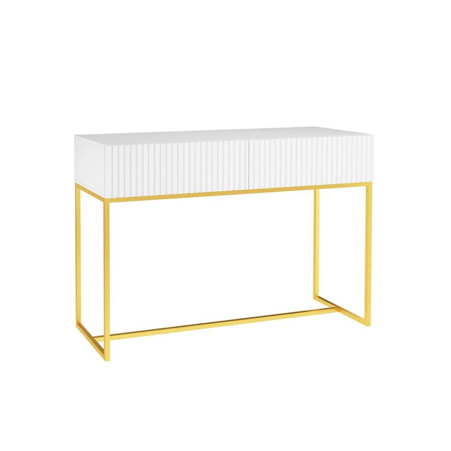 Aparador Friso 2 gavetas 110cm - Branco - Dourado
