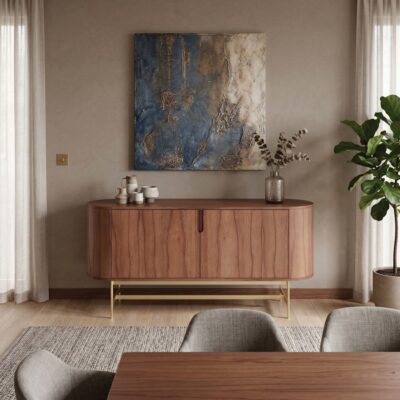 Buffet Curvo Elipse 160cm - Castanho - Champanhe