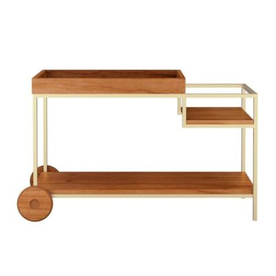 Carrinho Bar Wood - Castanho - Champanhe