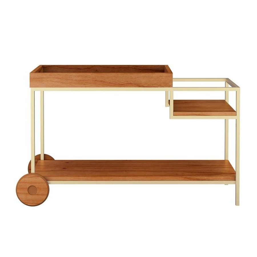 Carrinho Bar Wood - Castanho - Champanhe