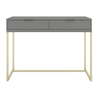 Escrivaninha Classic 2 gavetas - Cinza Médio - Champanhe