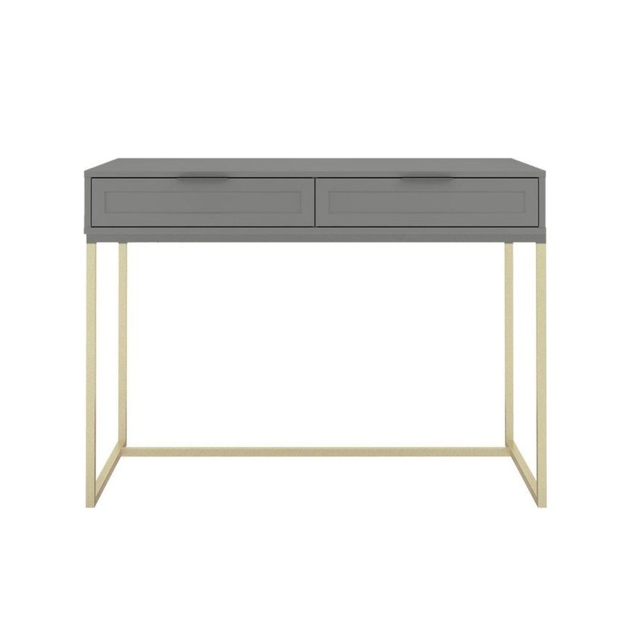 Escrivaninha Classic 2 gavetas - Cinza Médio - Champanhe