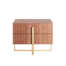 Mesa de Cabeceira Aurora 2 gavetas 70cm - Castanho - Dourado