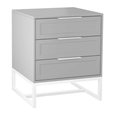Mesa de Cabeceira Classic 3 gavetas 45cm - Cinza Azulado - Branco