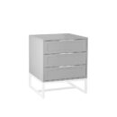 Mesa de Cabeceira Classic 3 gavetas 45cm - Cinza Azulado - Branco
