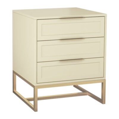 Mesa de Cabeceira Classic 3 gavetas 55cm - Frapê - Champanhe