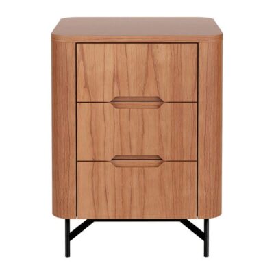 Mesa de Cabeceira Flow 3 gavetas 45cm - Castanho - Preto