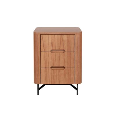 Mesa de Cabeceira Flow 3 gavetas 45cm - Castanho - Preto