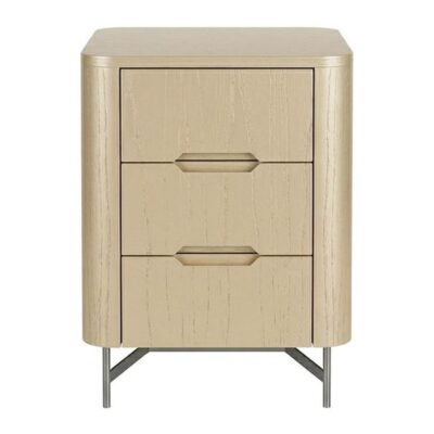 Mesa de Cabeceira Flow 3 gavetas 45cm - Champanhe - Cinza Grafite Metalizado