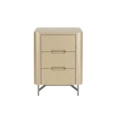 Mesa de Cabeceira Flow 3 gavetas 45cm - Champanhe - Cinza Grafite Metalizado