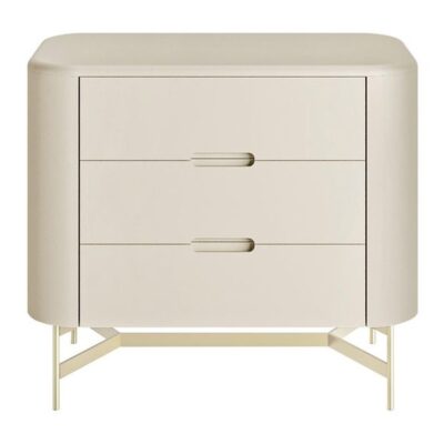 Mesa de Cabeceira Flow 3 gavetas 70cm - Frapê - Champanhe