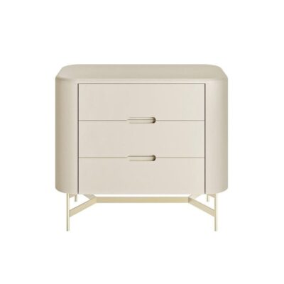 Mesa de Cabeceira Flow 3 gavetas 70cm - Frapê - Champanhe