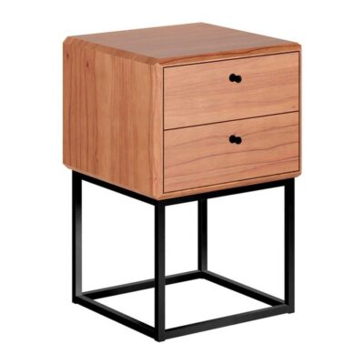 Mesa de Cabeceira Hanna 2 gavetas 40cm - Castanho - Preto