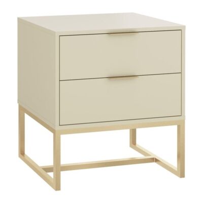 Mesa de Cabeceira Iron 2 gavetas 70cm - Frapê - Champanhe
