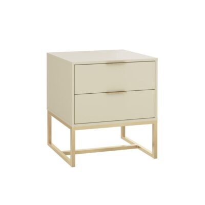 Mesa de Cabeceira Iron 2 gavetas 70cm - Frapê - Champanhe