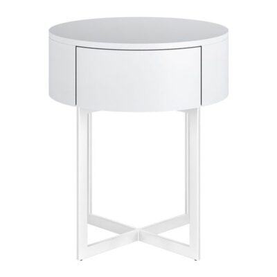Mesa de Cabeceira Luna Redonda 1 gaveta - Branco - Branco