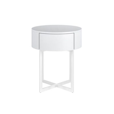 Mesa de Cabeceira Luna Redonda 1 gaveta - Branco - Branco