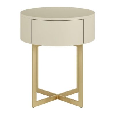 Mesa de Cabeceira Luna Redonda 1 gaveta - Frapê - Dourado
