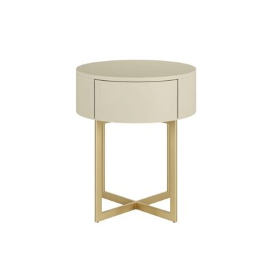 Mesa de Cabeceira Luna Redonda 1 gaveta - Frapê - Dourado