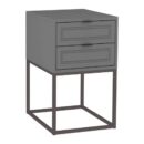 Mesa de Cabeceira Nina 2 gavetas 40cm - Cinza Médio - Cinza Grafite Metalizado