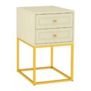 Mesa de Cabeceira Nina 2 gavetas 40cm - Frapê - Dourado