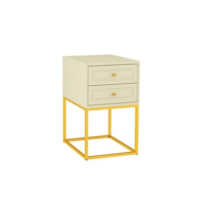 Mesa de Cabeceira Nina 2 gavetas 40cm - Frapê - Dourado