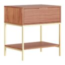 Mesa de Cabeceira Slim 1 gaveta - Castanho - Dourado