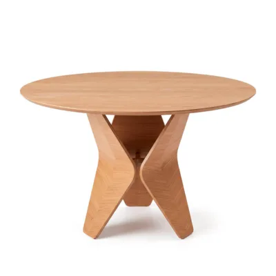 Mesa de Jantar Redonda Tríade em Lâmina de Carvalho Natural