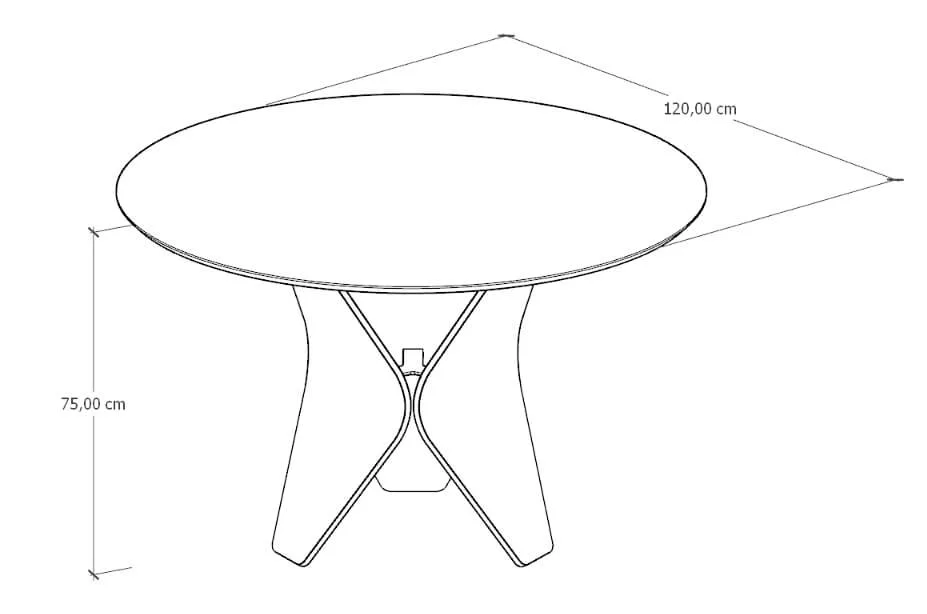 Mesa de Jantar Redonda Tríade em Lâmina de Carvalho Natural