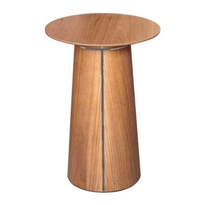 Mesa Lateral Cone Redonda 53cm - Castanho - Cinza Grafite Metalizado