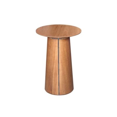Mesa Lateral Cone Redonda 53cm - Castanho - Cinza Grafite Metalizado