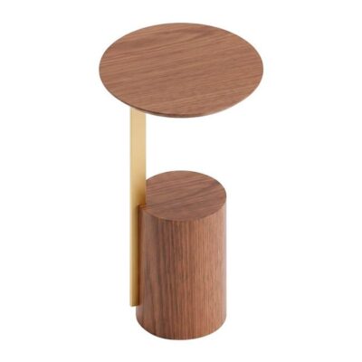 Mesa Lateral Redonda Sevilha 56cm - Castanho - Dourado